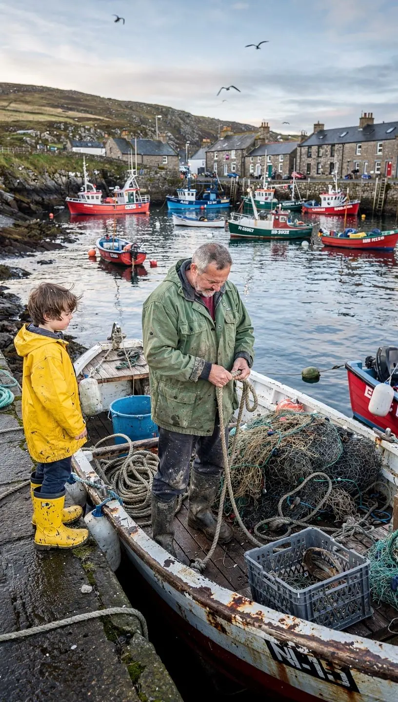 An assortment of fishing tackle including lures, hooks, and bait displayed neatly on a wooden table.